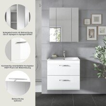 Badezimmer-Set >Ice< in Weiß / Weiß Hochglanz - 60x185x46cm (BxHxT)