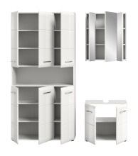 Badezimmer-Set >Ice< in Weiß / Weiß Hochglanz - 165x185x30cm (BxHxT)