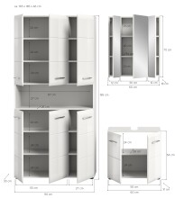Badezimmer-Set >Ice< in Weiß / Weiß Hochglanz - 165x185x30cm (BxHxT)
