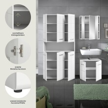 Badezimmer-Set >Ice< in Weiß / Weiß Hochglanz - 165x185x30cm (BxHxT)