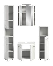 Badezimmer-Set >Ice< in Weiß / Weiß Hochglanz - 150x185x30cm (BxHxT)