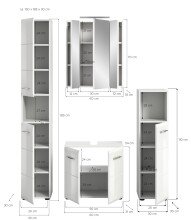 Badezimmer-Set >Ice< in Weiß / Weiß Hochglanz - 150x185x30cm (BxHxT)