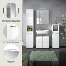 Badezimmer-Set >Ice< in Weiß / Weiß Hochglanz - 150x185x30cm (BxHxT)