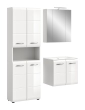 Badezimmer-Set >Ice< in Weiß / Weiß Hochglanz - 135x185x46cm (BxHxT)