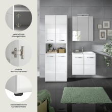Badezimmer-Set >Ice< in Weiß / Weiß Hochglanz - 135x185x46cm (BxHxT)