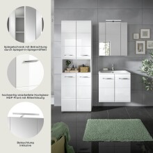Badezimmer-Set >Ice< in Weiß / Weiß Hochglanz - 135x185x46cm (BxHxT)