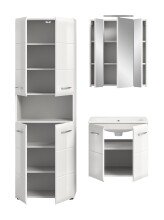 Badezimmer-Set >Ice< in Weiß / Weiß Hochglanz - 135x185x46cm (BxHxT)