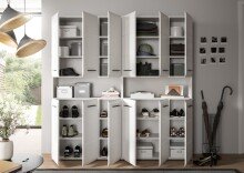 Badezimmer-Set >Ice< in Weiß / Weiß Hochglanz - 180x185x30cm (BxHxT)