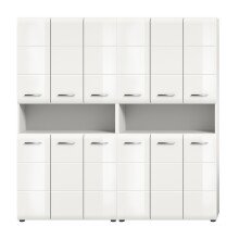 Badezimmer-Set >Ice< in Weiß / Weiß Hochglanz - 180x185x30cm (BxHxT)