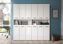 Badezimmer-Set >Ice< in Weiß / Weiß Hochglanz - 180x185x30cm (BxHxT)