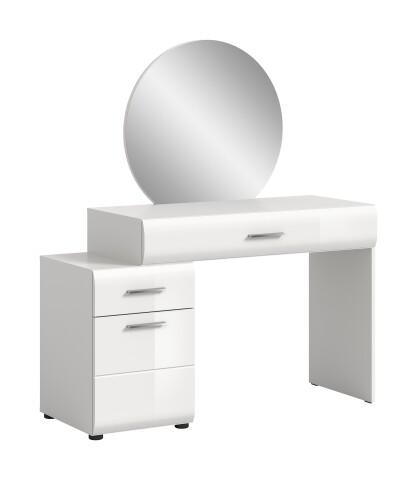 Schminktisch >Ice< in Weiß / Weiß Hochglanz - 120x138x47cm (BxHxT)