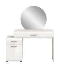 Schminktisch >Ice< in Weiß / Weiß Hochglanz - 120x138x47cm (BxHxT)