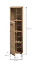 Hochschrank >Ice< in artisan oak - 30x110x30cm (BxHxT)