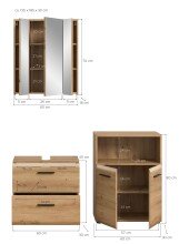 Badezimmer-Set >Ice< in artisan oak - 135x185x30cm (BxHxT)