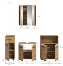 Badezimmer-Set >Ice< in artisan oak - 180x185x30cm (BxHxT)