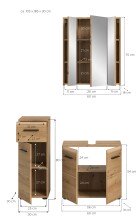 Badezimmer-Set >Ice< in artisan oak - 105x185x30cm (BxHxT)
