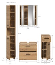Badezimmer-Set >Ice< in artisan oak - 150x185x30cm (BxHxT)
