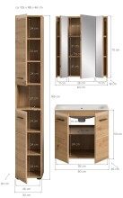 Badezimmer-Set >Ice< in artisan oak - 105x185x46cm (BxHxT)