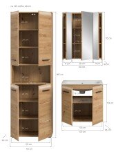 Badezimmer-Set >Ice< in artisan oak - 135x185x46cm (BxHxT)