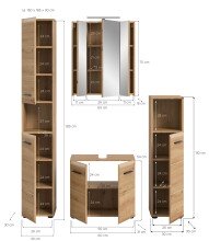 Badezimmer-Set >Ice< in artisan oak - 150x185x46cm (BxHxT)