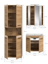 Badezimmer-Set >Ice< in artisan oak - 135x185x46cm (BxHxT)