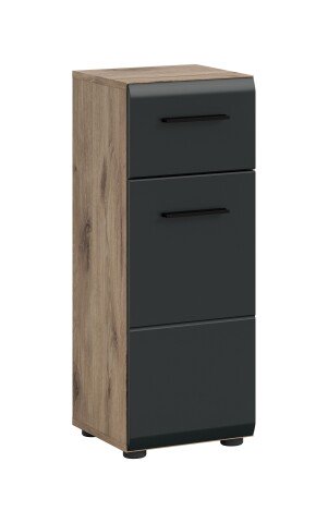 Hochschrank >Ice< in Nox Oak / Schwarz - 30x80x30cm (BxHxT)