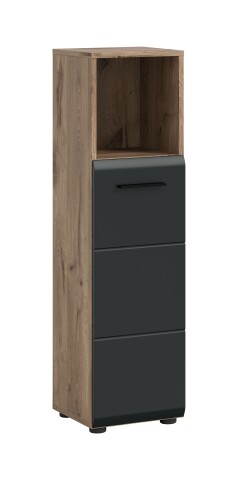 Hochschrank >Ice< in Nox Oak / Schwarz - 30x110x30cm (BxHxT)