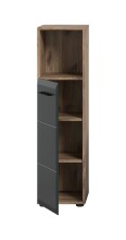 Hochschrank >Ice< in Nox Oak / Schwarz - 30x110x30cm (BxHxT)