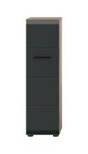 Stauraumschrank >Ice< in Nox Oak / Schwarz - 30x106x30cm (BxHxT)