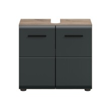 Waschbeckenunterschrank >Ice< in Nox Oak / Schwarz - 60x54x30cm (BxHxT)