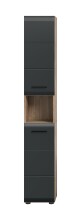 Hochschrank >Ice< in Nox Oak / Schwarz - 30x185x30cm (BxHxT)