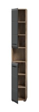Hochschrank >Ice< in Nox Oak / Schwarz - 30x185x30cm (BxHxT)