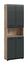 Hochschrank >Ice< in Nox Oak / Schwarz -...