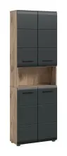Hochschrank >Ice< in Nox Oak / Schwarz -...