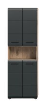 Hochschrank >Ice< in Nox Oak / Schwarz -...