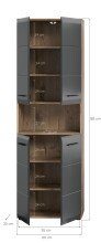 Hochschrank >Ice< in Nox Oak / Schwarz - 60x185x30cm (BxHxT)