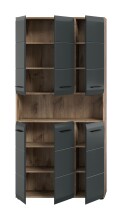 Stauraumschrank >Ice< in Nox Oak / Schwarz - 90x185x30cm (BxHxT)