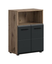 Hochschrank >Ice< in Nox Oak / Schwarz - 60x80x30cm...