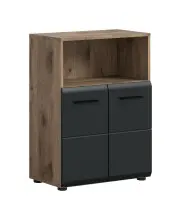 Hochschrank >Ice< in Nox Oak / Schwarz - 60x80x30cm...