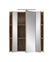Badezimmerspiegelschrank >Ice< in Nox Oak / Schwarz - 60x70x18cm (BxHxT)