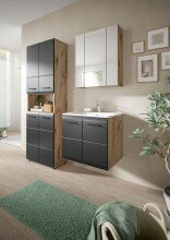 Waschtisch-Set >Ice< in Nox Oak / Schwarz - 60x55x46cm (BxHxT)