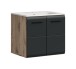 Waschtisch-Set >Ice< in Nox Oak / Schwarz - 60x55x46cm (BxHxT)