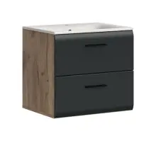 Waschtisch-Set >Ice< in Nox Oak / Schwarz -...