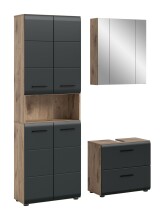 Badezimmer-Set >Ice< in Nox Oak / Schwarz -...