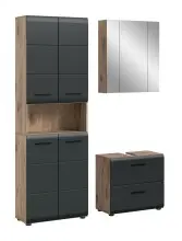 Badezimmer-Set >Ice< in Nox Oak / Schwarz -...