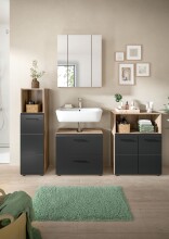 Badezimmer-Set >Ice< in Nox Oak / Schwarz -...