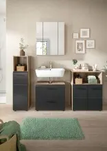 Badezimmer-Set >Ice< in Nox Oak / Schwarz -...
