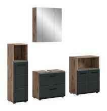 Badezimmer-Set >Ice< in Nox Oak / Schwarz -...