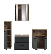Badezimmer-Set >Ice< in Nox Oak / Schwarz - 180x185x30cm (BxHxT)