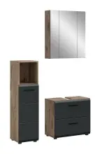 Badezimmer-Set >Ice< in Nox Oak / Schwarz -...